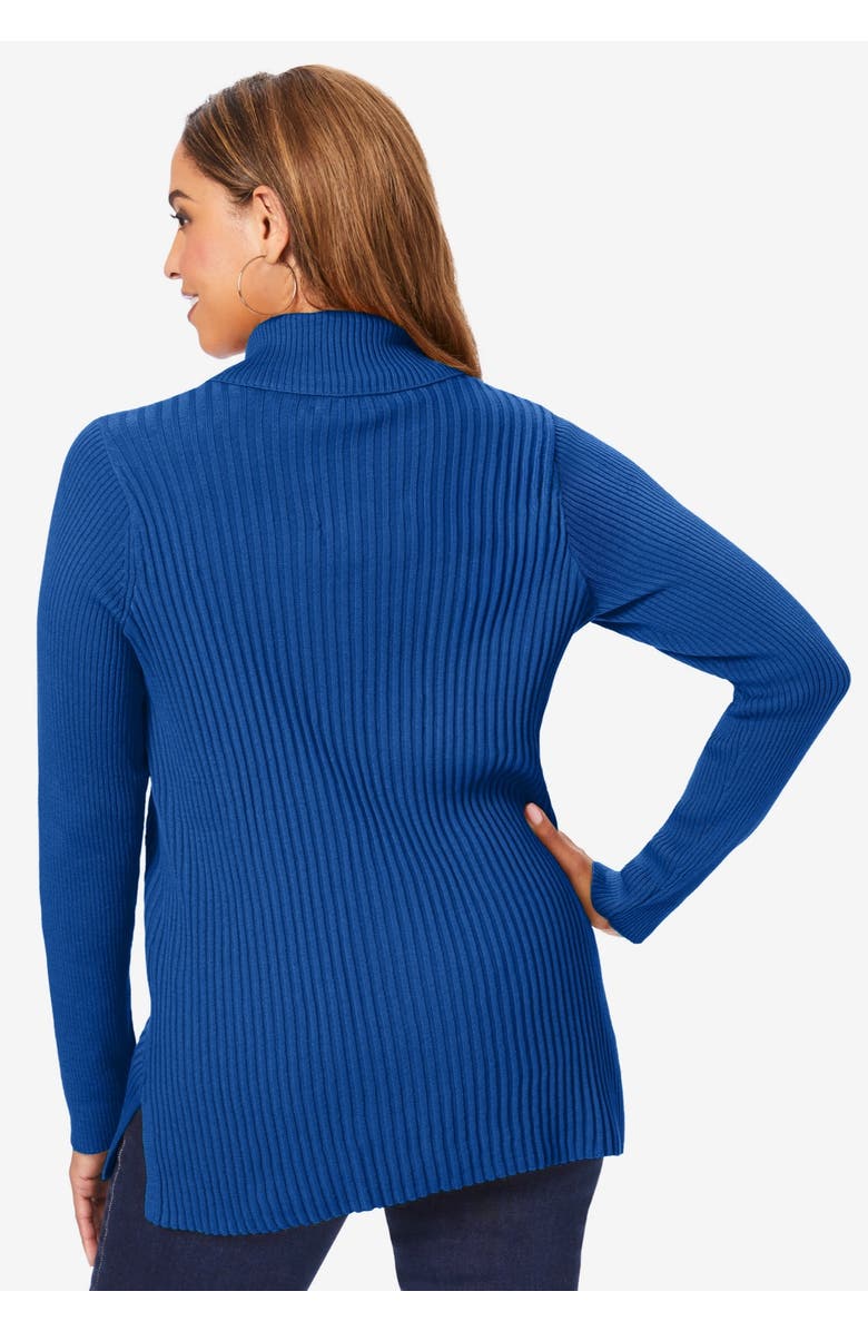 Jessica London Ribbed Collar Sweater, Alternate, color, Black