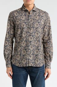 Eterna Modern Fit Corduroy Button Front Shirt
