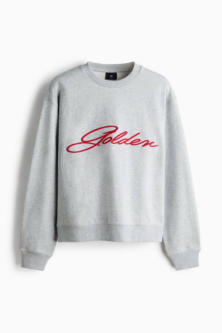 Loose Fit Sweatshirt, Alternate, color, Light grey marl/Golden