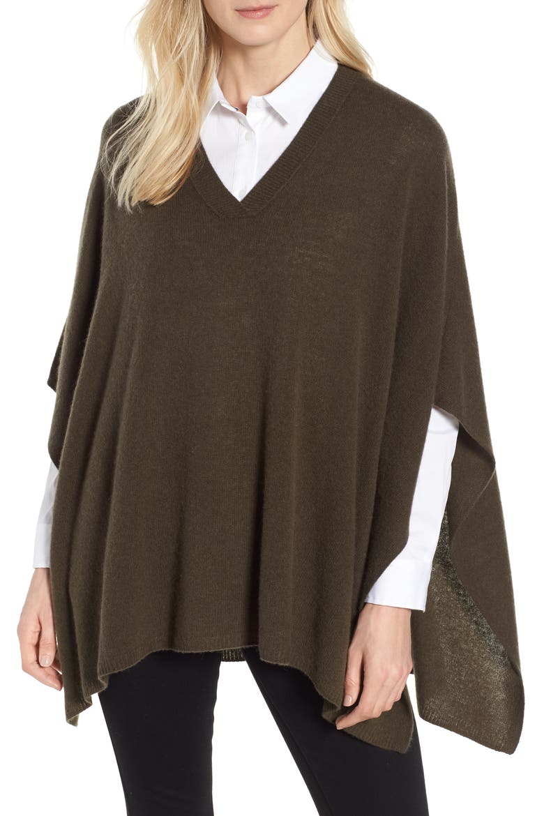 Cashmere Poncho, Main, color, OLIVE DARK
