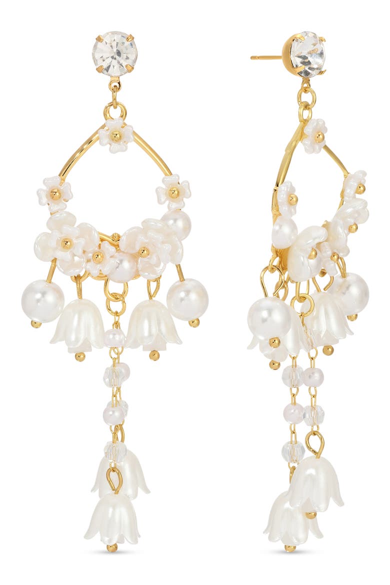 Lily Of The Valley Faux Pearl Drop Earrings, Main, color, WHITE