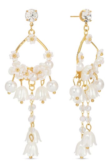 Eye Candy Los Angeles Lily Of The Valley Faux Pearl Drop Earrings In White