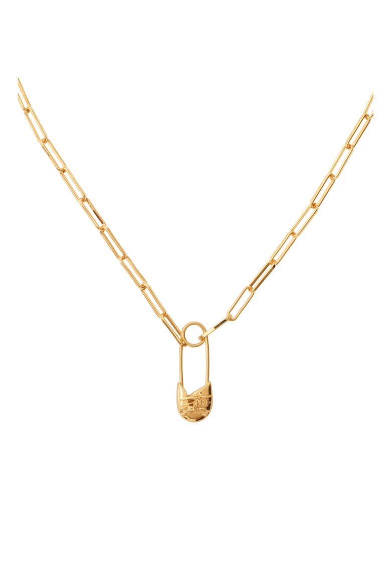 Knight Pin Necklace, Alternate, color, Gold