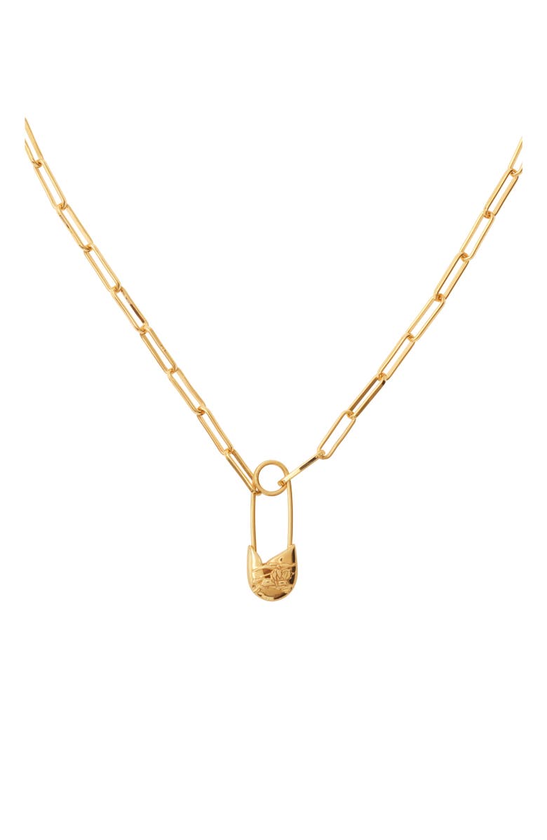Burberry EKD Pin Necklace, Alternate, color, Gold