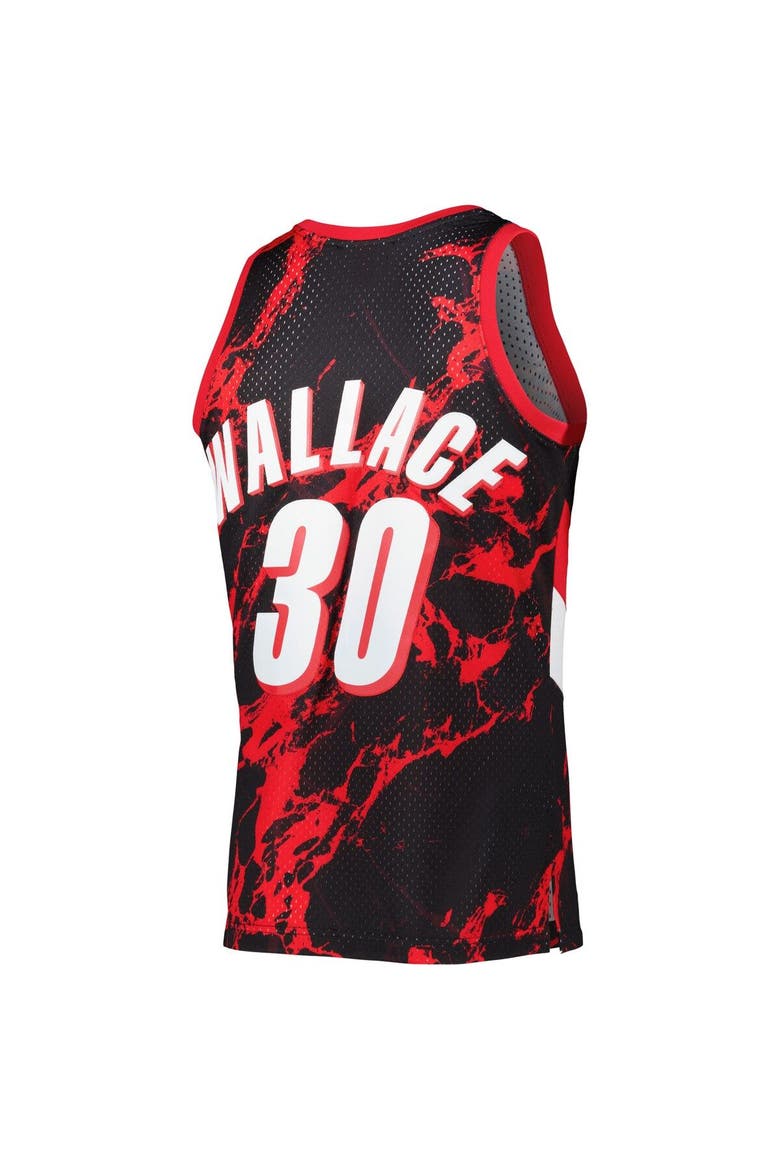 Men's Mitchell & Ness Rasheed Wallace Black Portland Trail Blazers 1999/00 Hardwood Classics Marble Swingman Jersey, Alternate, color, Black
