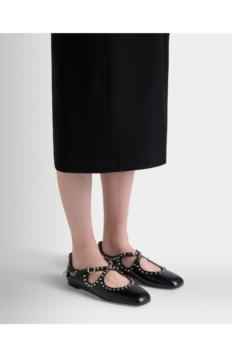 Bally rina Flat in Leather with Studs, Alternate, color, Black