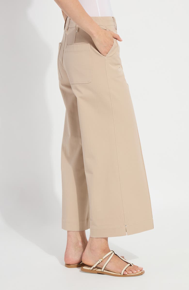 Lysse Miranda Pull-On High Waist Crop Wide Leg Twill Pants, Alternate, color, Khaki