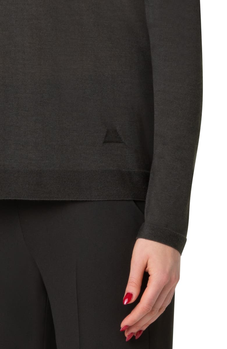 Akris Cashmere & Silk Crewneck Sweater, Alternate, color, Kale Green