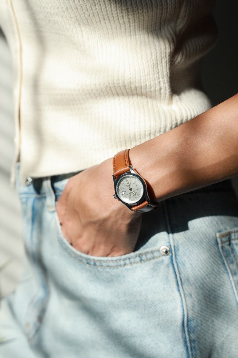 Nurses Sports Calendar Leather Watch- 25MM, Alternate, color, Brown