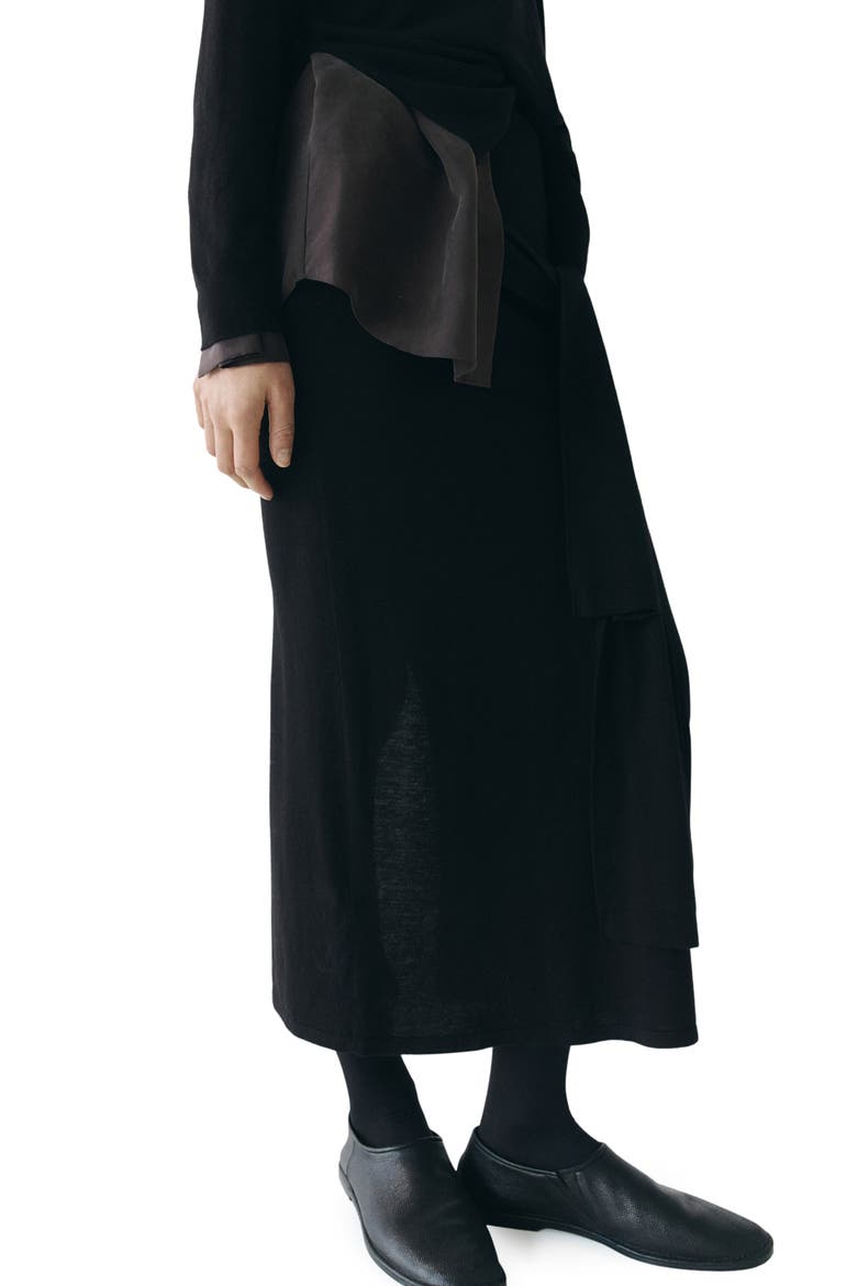 Knotted Knit Midi Skirt, Main, color, BLACK