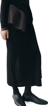 MANGO Knotted Knit Midi Skirt