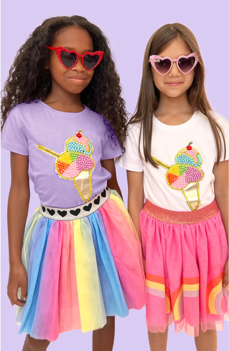 Lola + The Boys Rainbow Pearls Ice Cream T-shirt, Alternate, color, Purple