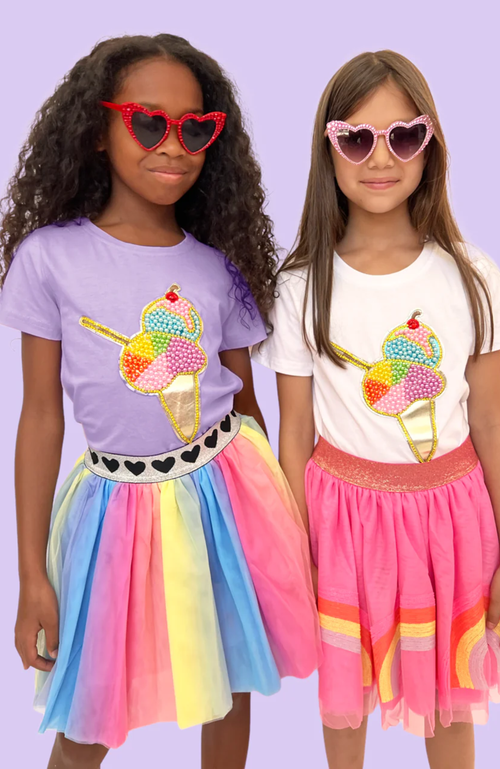 Shop Lola + The Boys Rainbow Pearls Ice Cream T-shirt