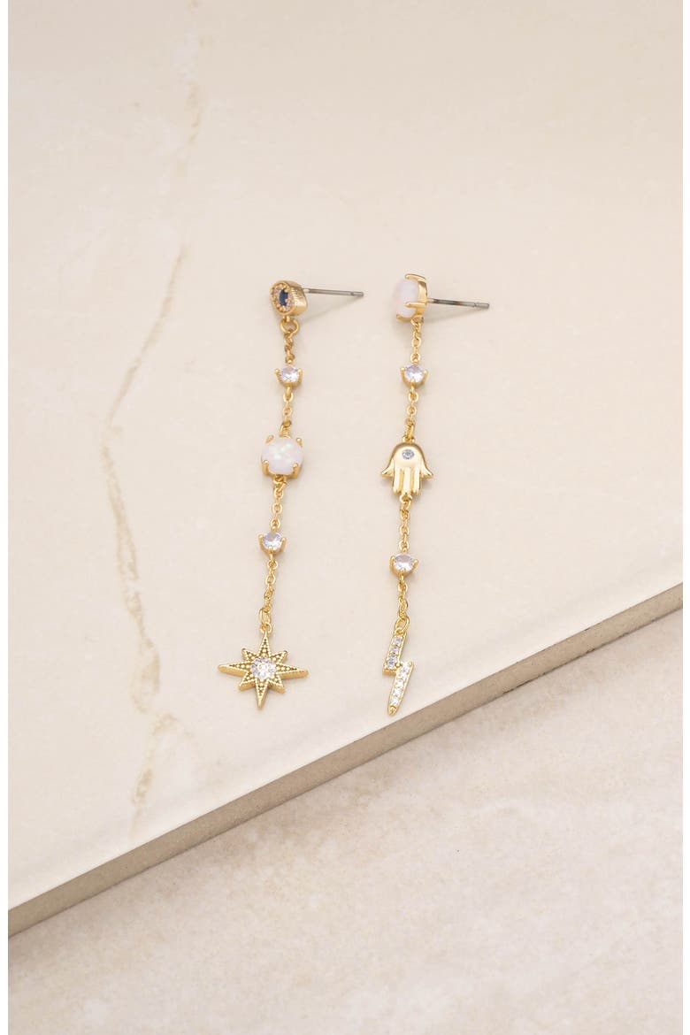 Celestial Chain Dangle Drop Earrings, Alternate, color, GOLD