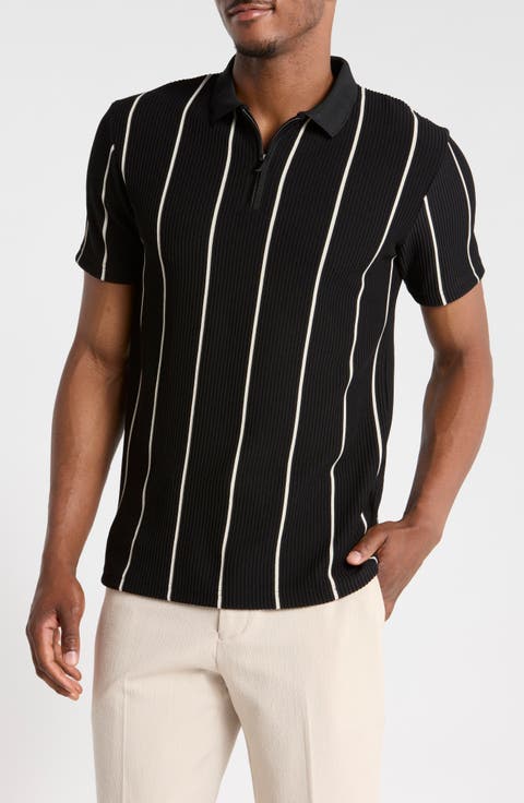 Vertical Stripe Zip Polo