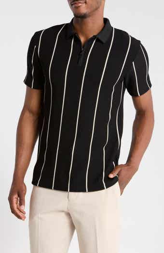 Vertical Stripe Zip Polo