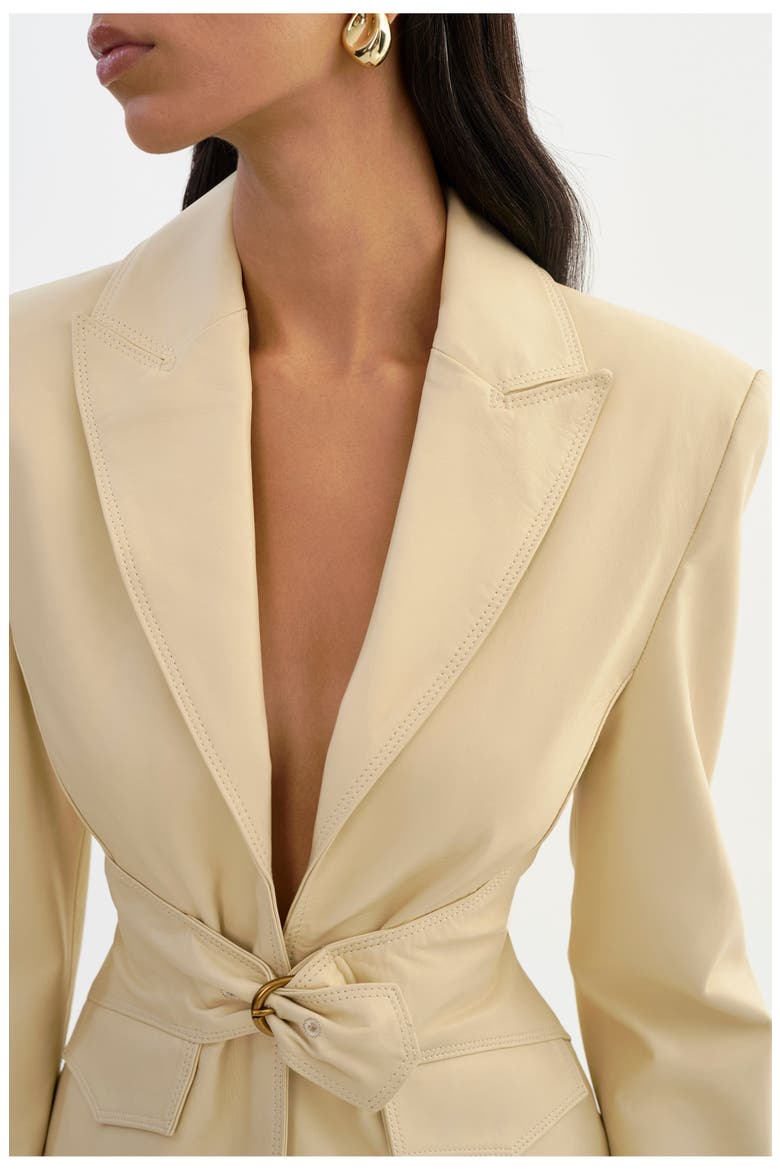 Wiley | Leather Belted Blazer, Alternate, color, Butter