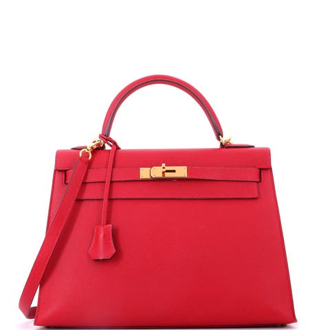 Kelly Handbag Red Epsom with Gold Hardware 32