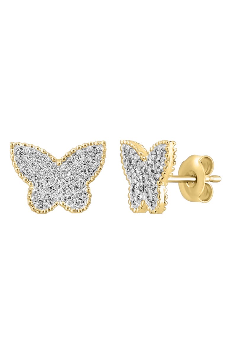 EFFY 14K Yellow Gold Butterfly Diamond Stud Earrings - 0.27ct., Main, color, 