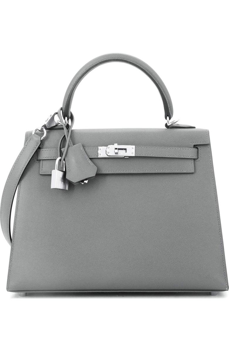 Pre-Owned Hermes Kelly Handbag Grey Madame with Palladium Hardware 25, Alternate, color, Gris Meyer