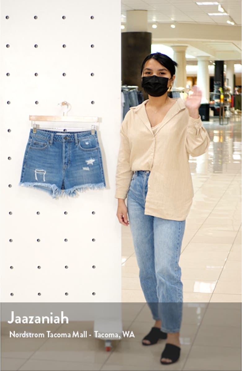 Grinded High Waist Denim Mom Shorts, sales video thumbnail