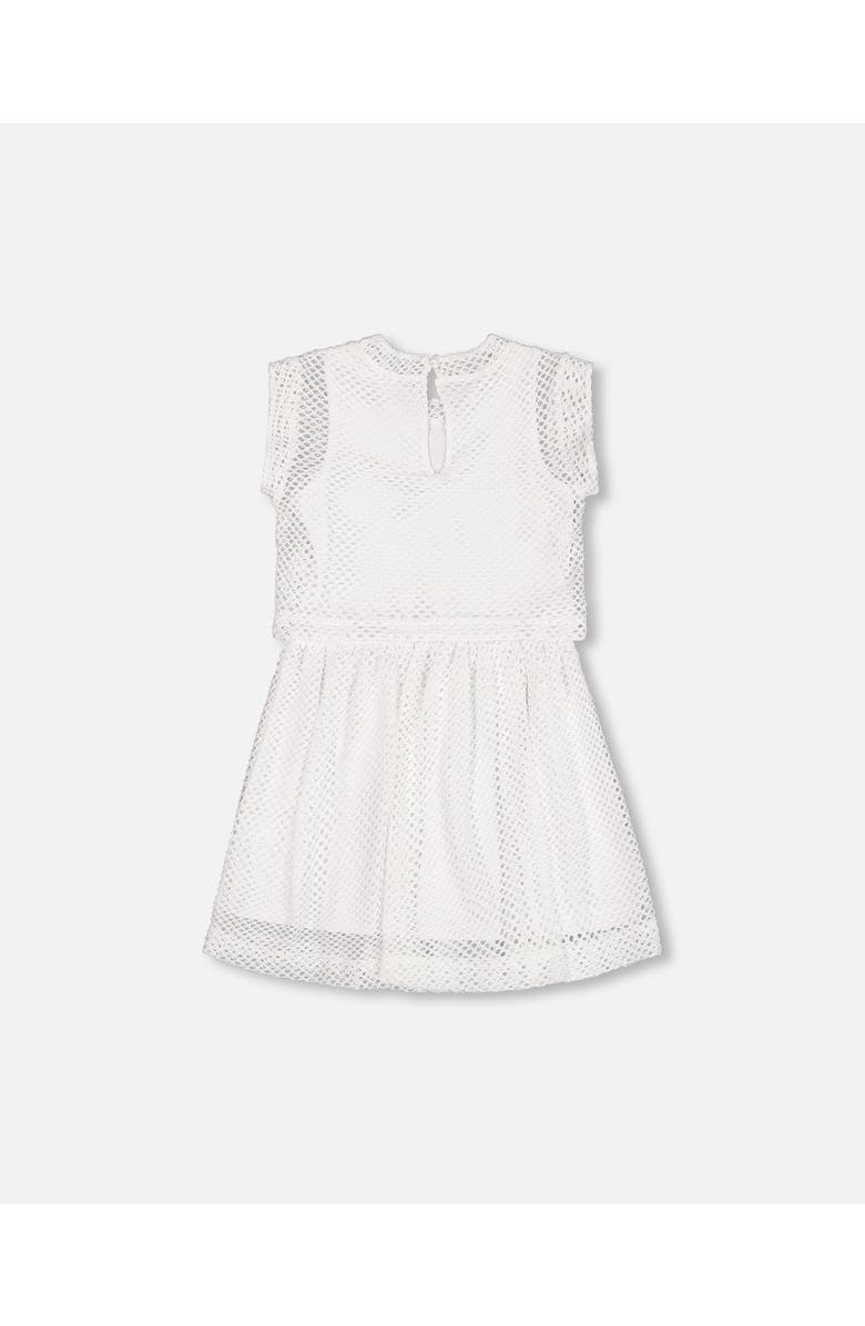 Deux par Deux Little Girl's Bi-Material Mesh And Organic Cotton Dress Snow White, Alternate, color, Snow White