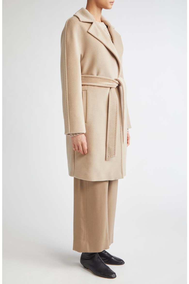Scire Belted Virgin Wool Wrap Coat, Alternate, color, BEIGE