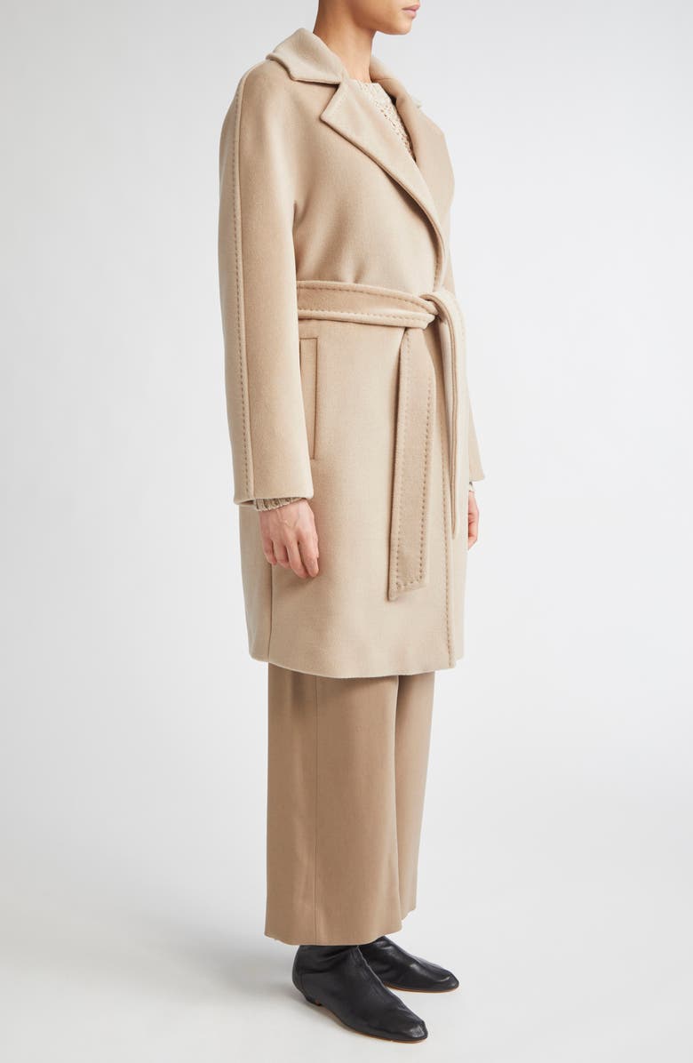 Max Mara Studio Scire Belted Virgin Wool Wrap Coat, Alternate, color, Beige
