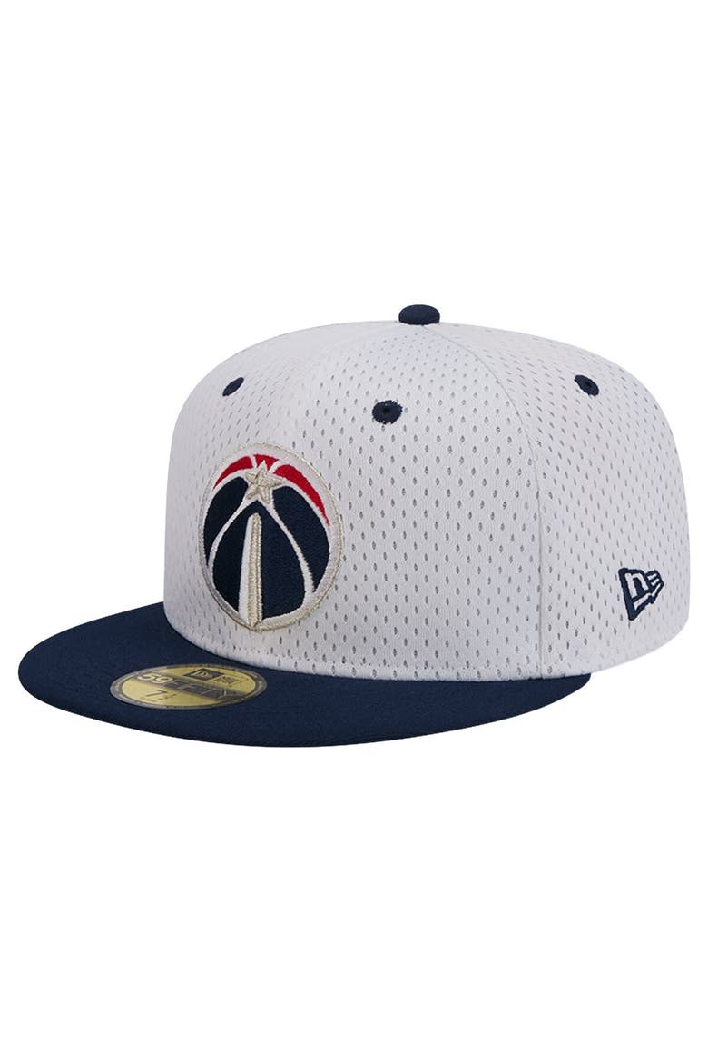 Men's New Era White/Navy Washington Wizards Throwback 2Tone 59FIFTY Fitted Hat, Alternate, color, White