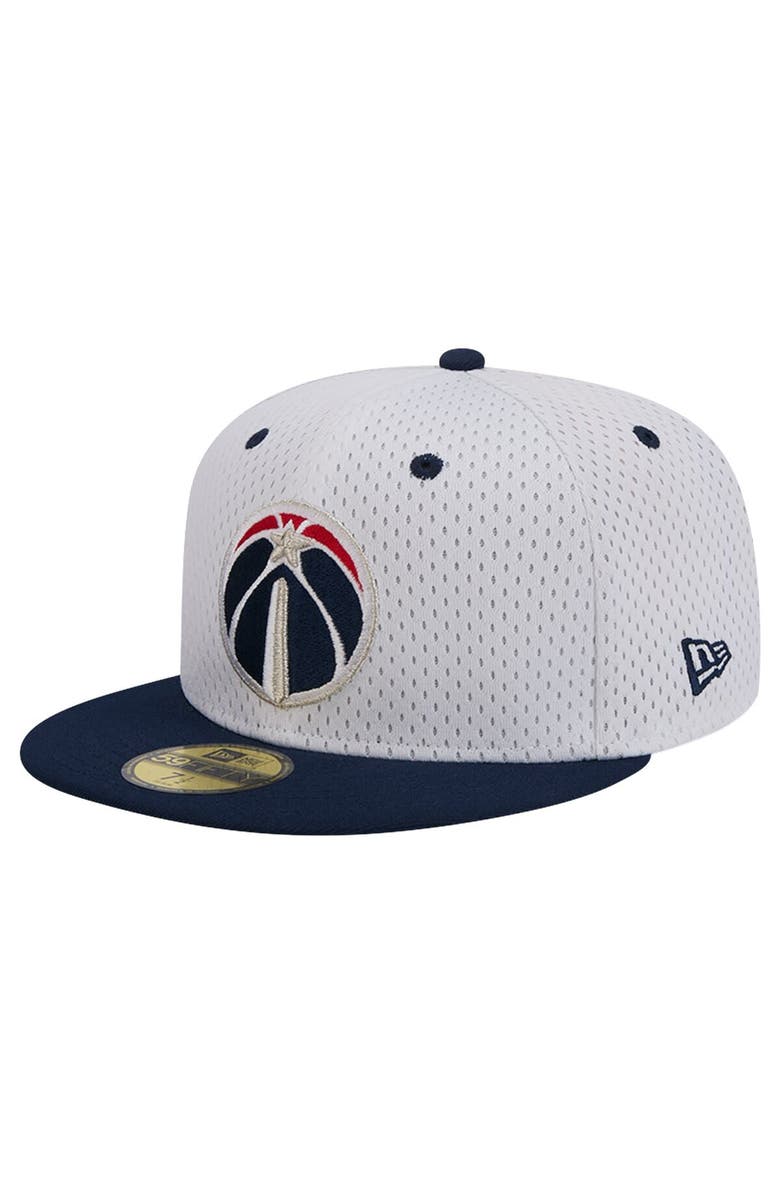New Era Men's New Era White/Navy Washington Wizards Throwback 2Tone 59FIFTY Fitted Hat, Alternate, color, White
