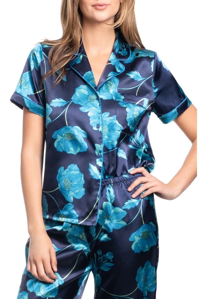 Loretta Satin Pajamas, Alternate, color, NAVY