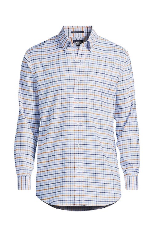 Lands' End Big And Tall Traditional Fit Pattern No Iron Supima Oxford Dress Shirt In Blue