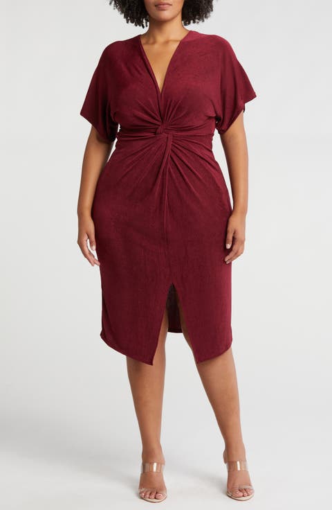 Twist Front Vent Dress (Plus)