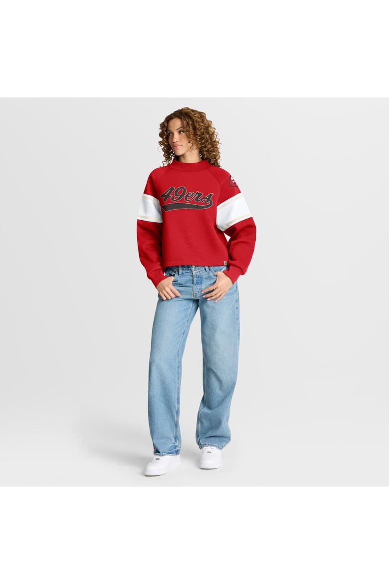 Women's Fanatics Scarlet San Francisco 49ers Oversized Hometown Toss Sweep Mock Neck Pullover, Alternate, color, Scarlet