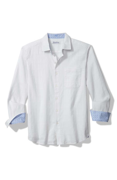 Barbados Breeze Playa Plaid Linen Blend Button-Up Shirt