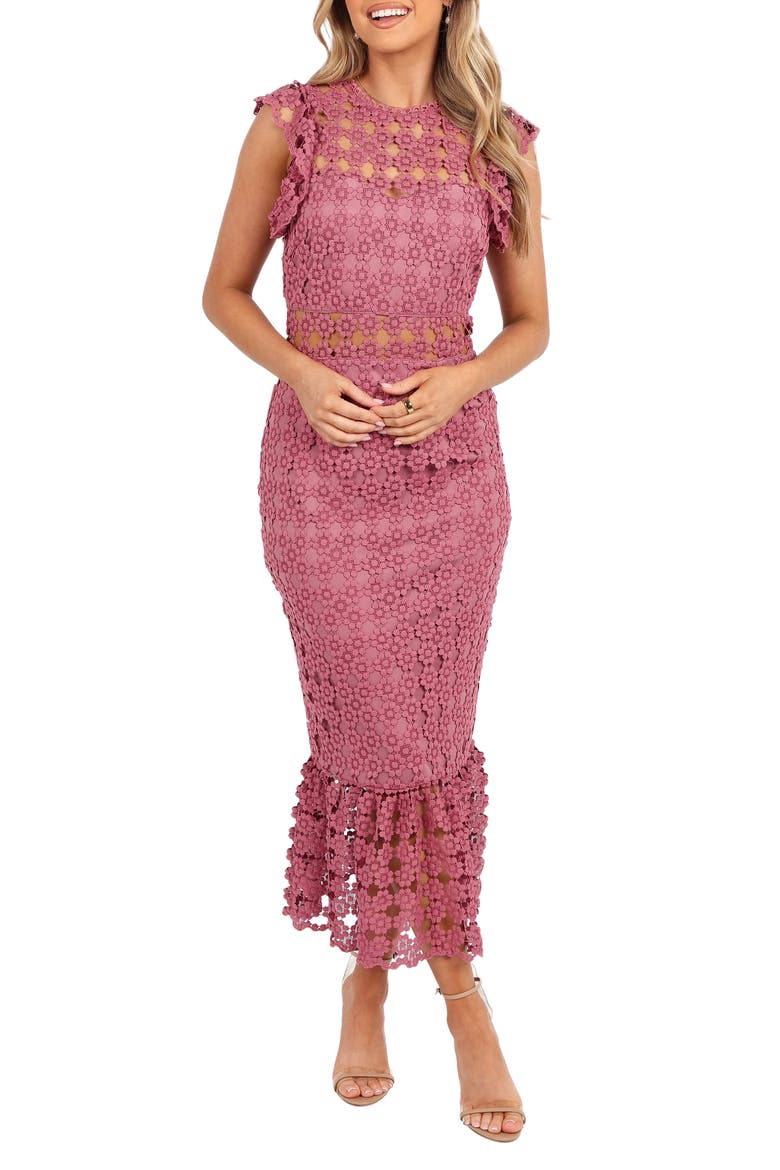 Lauren Lace Overlay Dress, Main, color, DARK ROSE