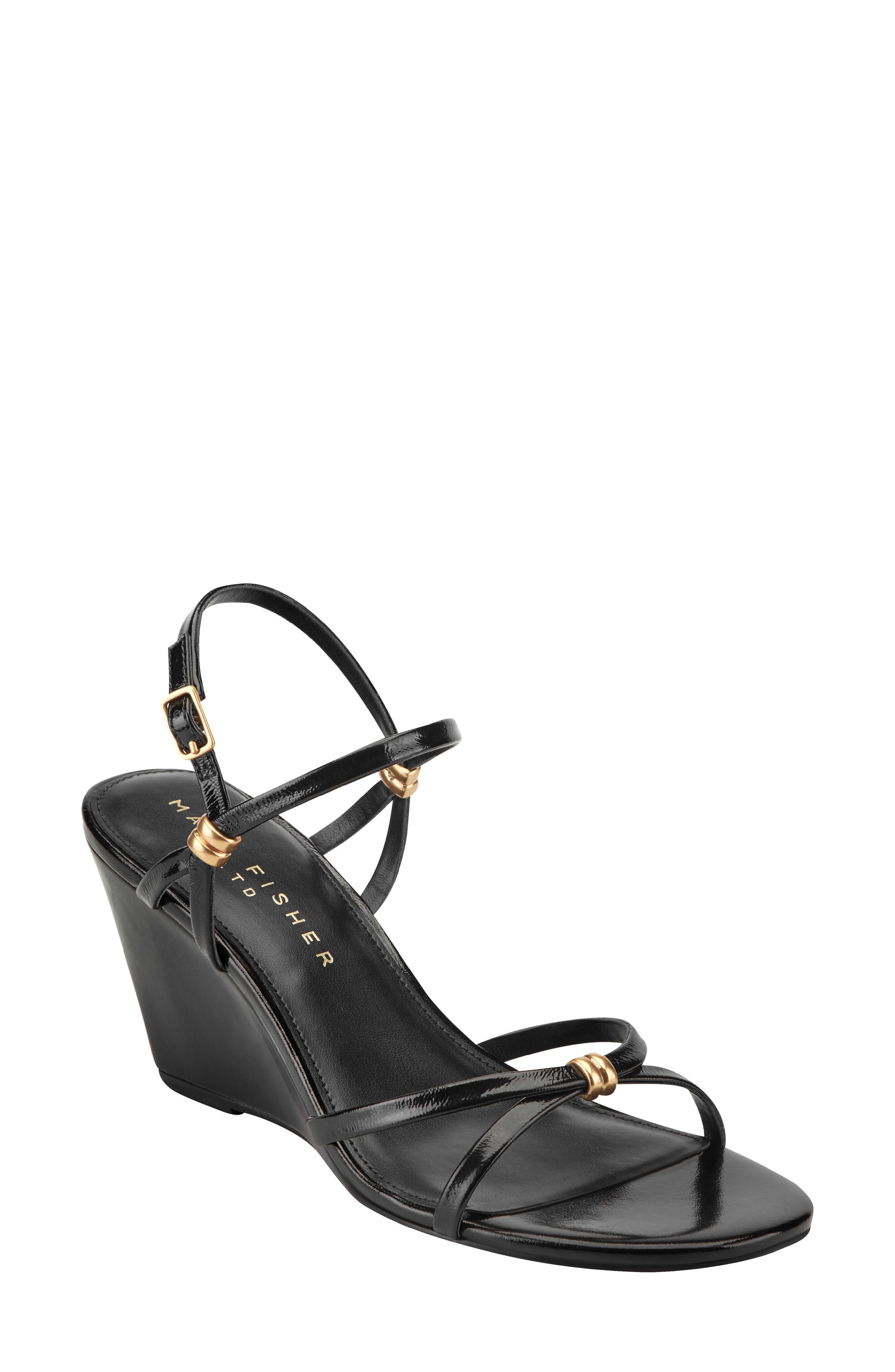 Marc Fisher LTD Faithy Slingback Wedge Sandal, Main, color, Black