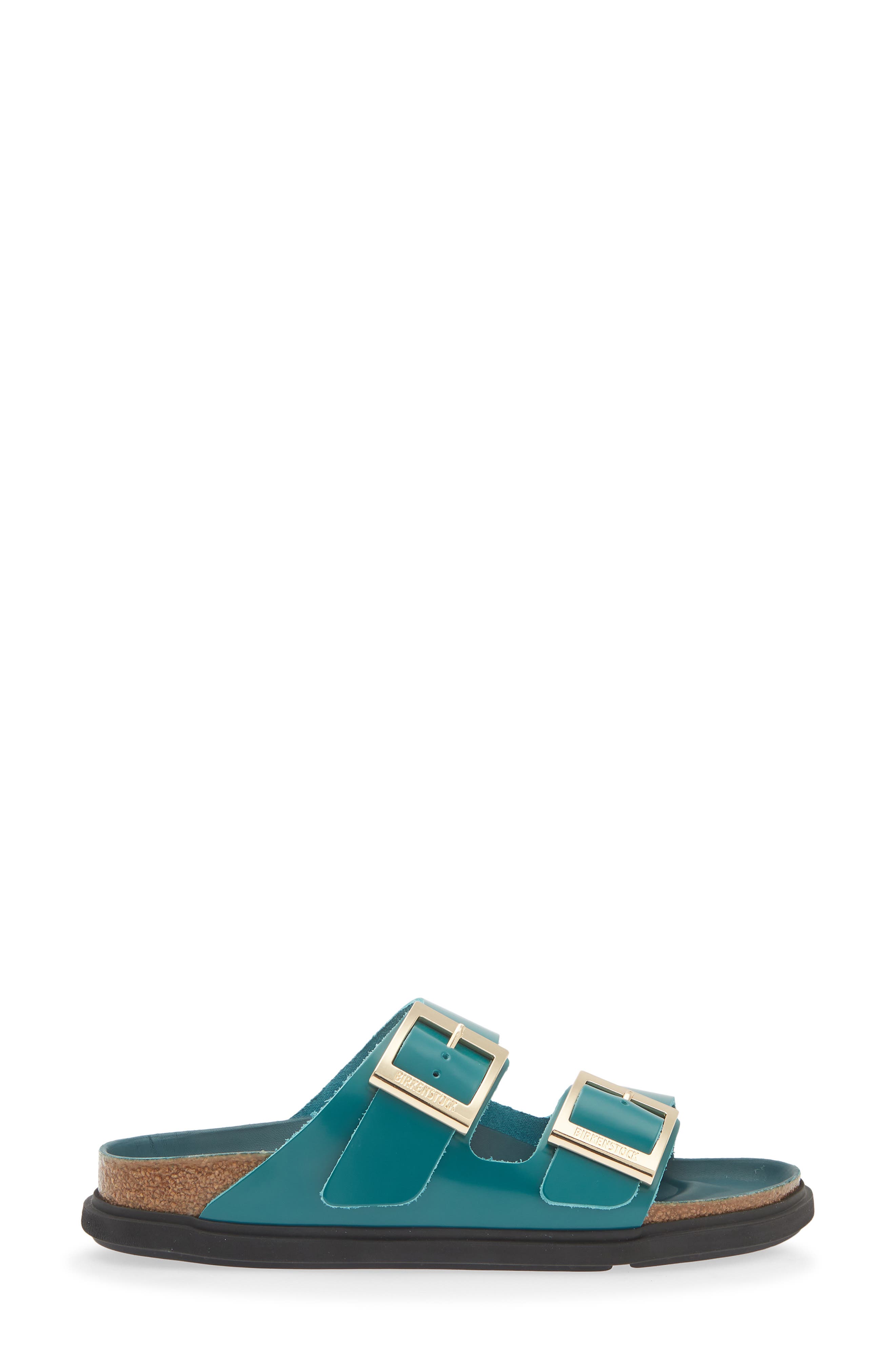 Arizona Droplet Buckle Slide Sandal, Alternate, color, HIGH SHINE DARK TEAL