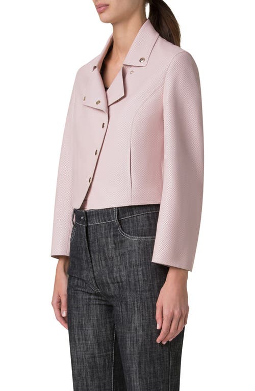 Akris Punto Pin Dot Lambskin Leather Snap Jacket In Rose