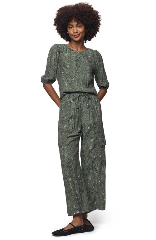 Splendid Versailles Floral Drawstring Cargo Pants In Green