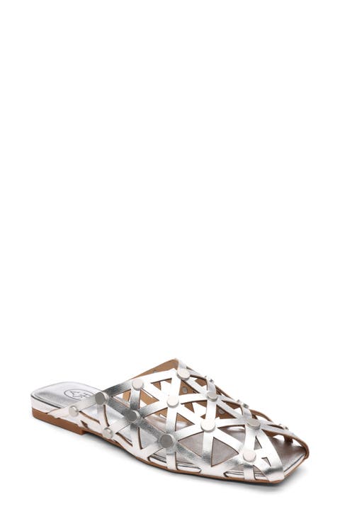 Bone Studded Cutout Slide Sandal (Women)