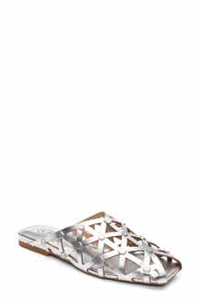 Bone Studded Cutout Slide Sandal