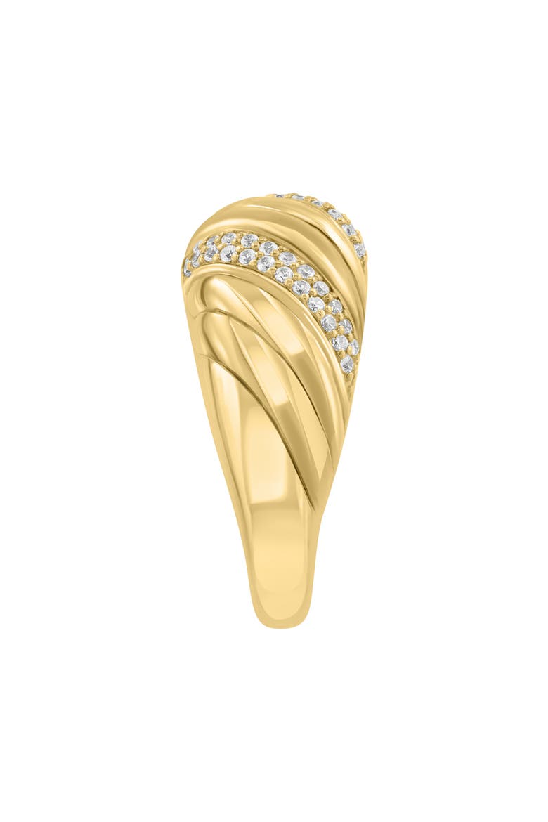 14K Gold Plated sterling Silver Cubic Zirconia Dome Ring, Alternate, color, GOLD