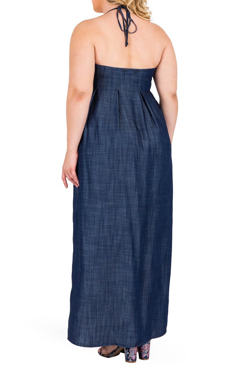 Standards & Practices Maui Maxi Chambray Halter Dress, Alternate, color, 