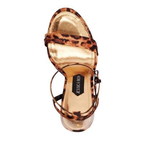 JESSICA RICH Love Platform Sandal from Jessica Rich! An eye-catching new spin on the bestselling platform sandal brings sleek, monochromatic metallic to the comfort of a block heel, Alternate, color, Satin Leopard