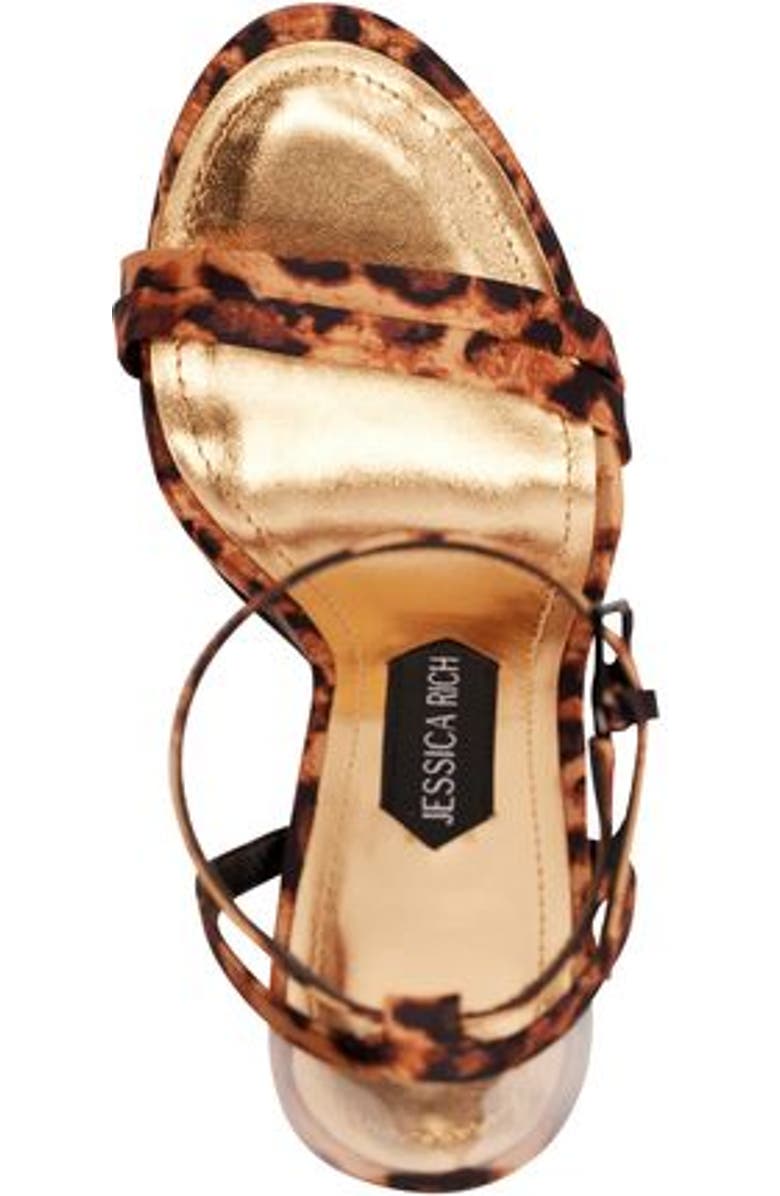 JESSICA RICH Love Platform Sandal from Jessica Rich! An eye-catching new spin on the bestselling platform sandal brings sleek, monochromatic metallic to the comfort of a block heel, Alternate, color, Satin Leopard