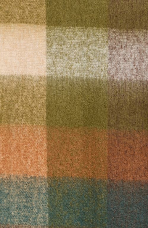 Steve Madden Brushed Plaid Blanket Scarf In Green