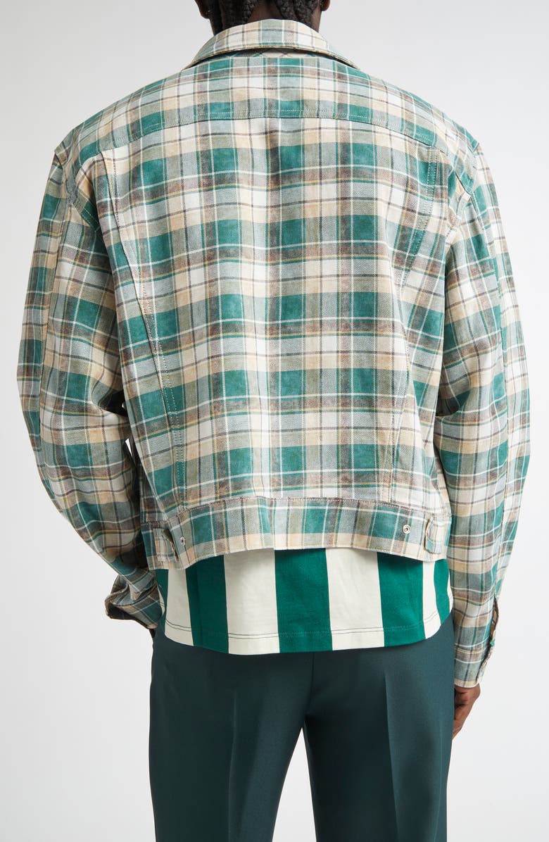 STOCKHOLM SURFBOARD CLUB Terrence Plaid Denim Trucker Jacket, Alternate, color, 