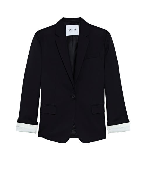 Callas Milano Denis Oversized Blazer With Contrast Cuff Sleeve In Black