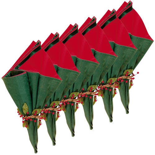 C & F Home C&f Home Red And Green Napkin Set Of 6 In Green